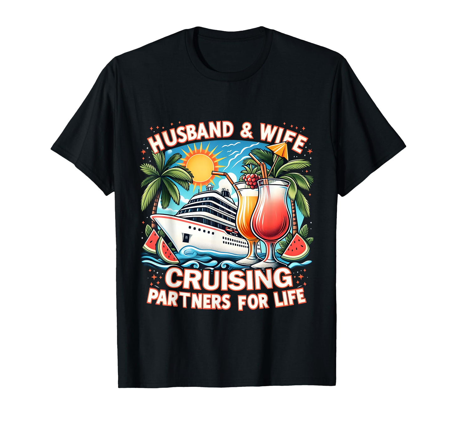 Husband and Wife Cruising Partners for Life Honeymoon Cruise T-Shirt