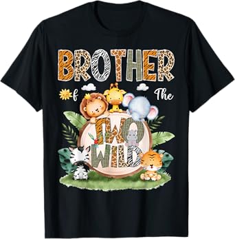 Brother Of The Two Wild 2Nd Birthday Safari Animal Lover T-Shirt