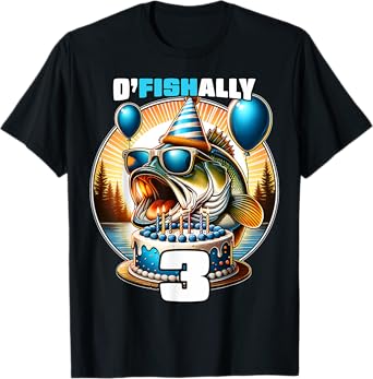 O'Fishally 3 Years Old Fishing Birthday 3rd Bday Party T-Shirt