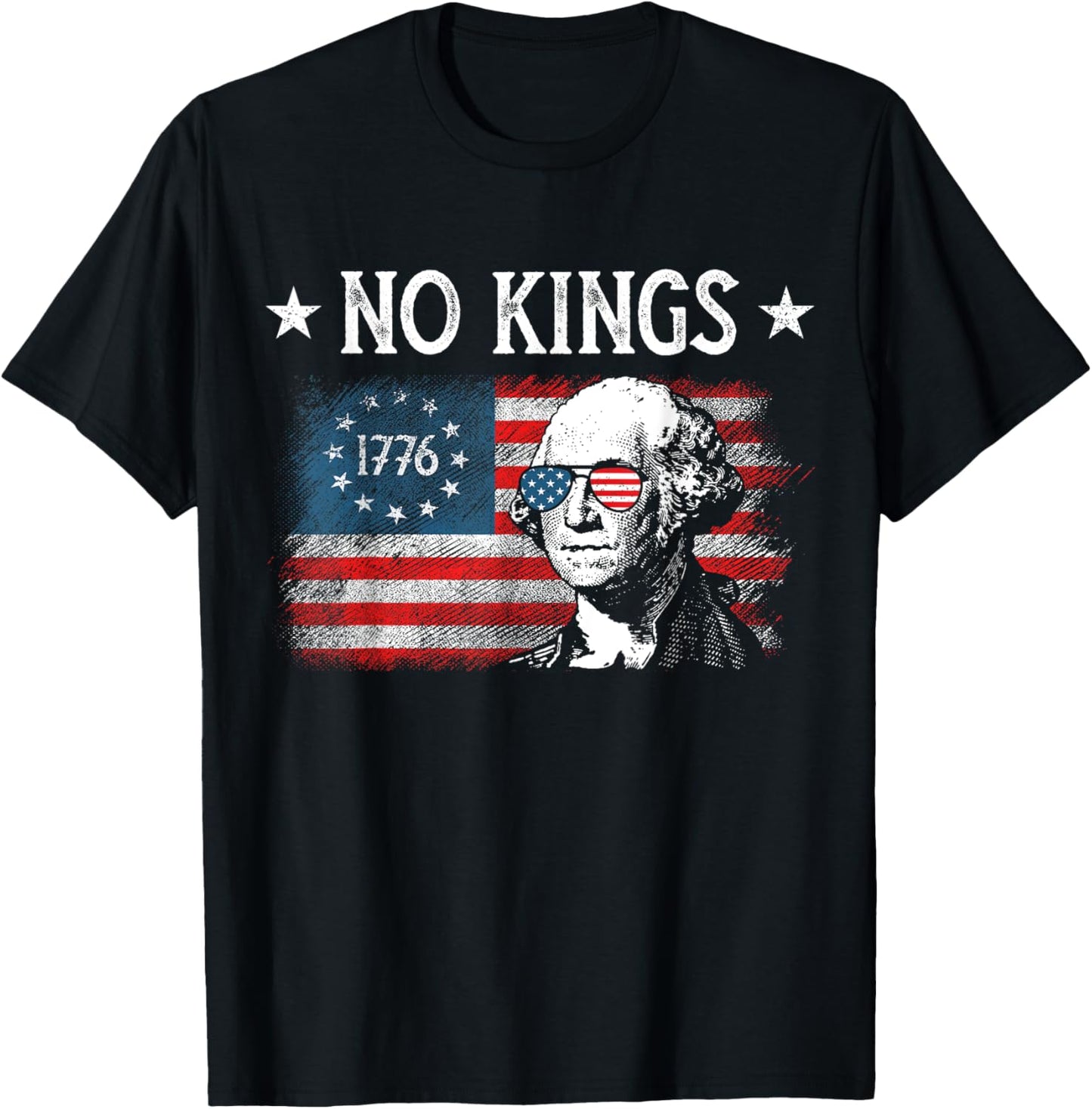 No Kings In America Since 1776 Distressed Usa Flag Vintage T-shirt