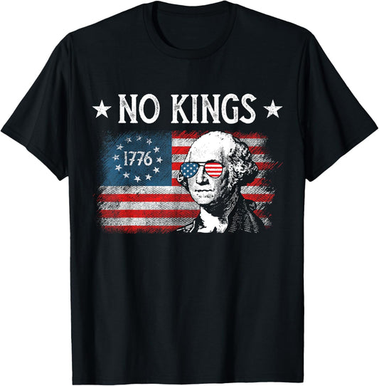 No Kings In America Since 1776 Distressed Usa Flag Vintage T-shirt