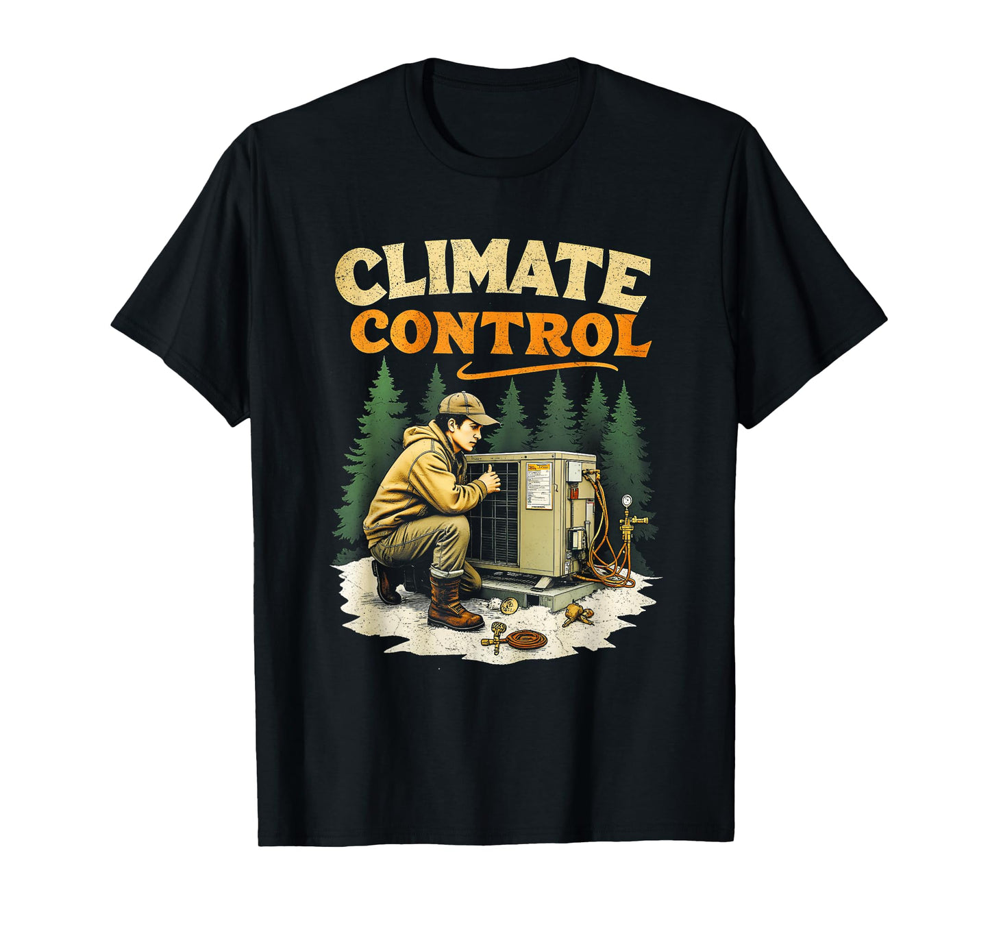 Climate Control Skeleton HVAC Technician Pride Hardworking T-Shirt