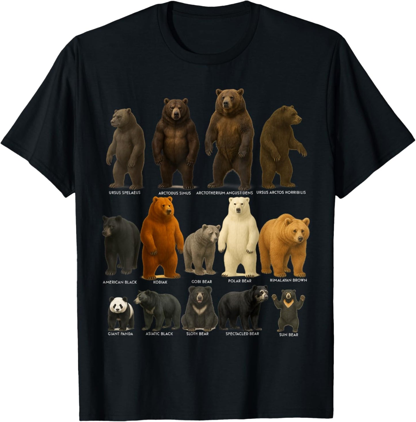 All Bear Species, Extinct and Modern Bears Size for kids T-Shirt