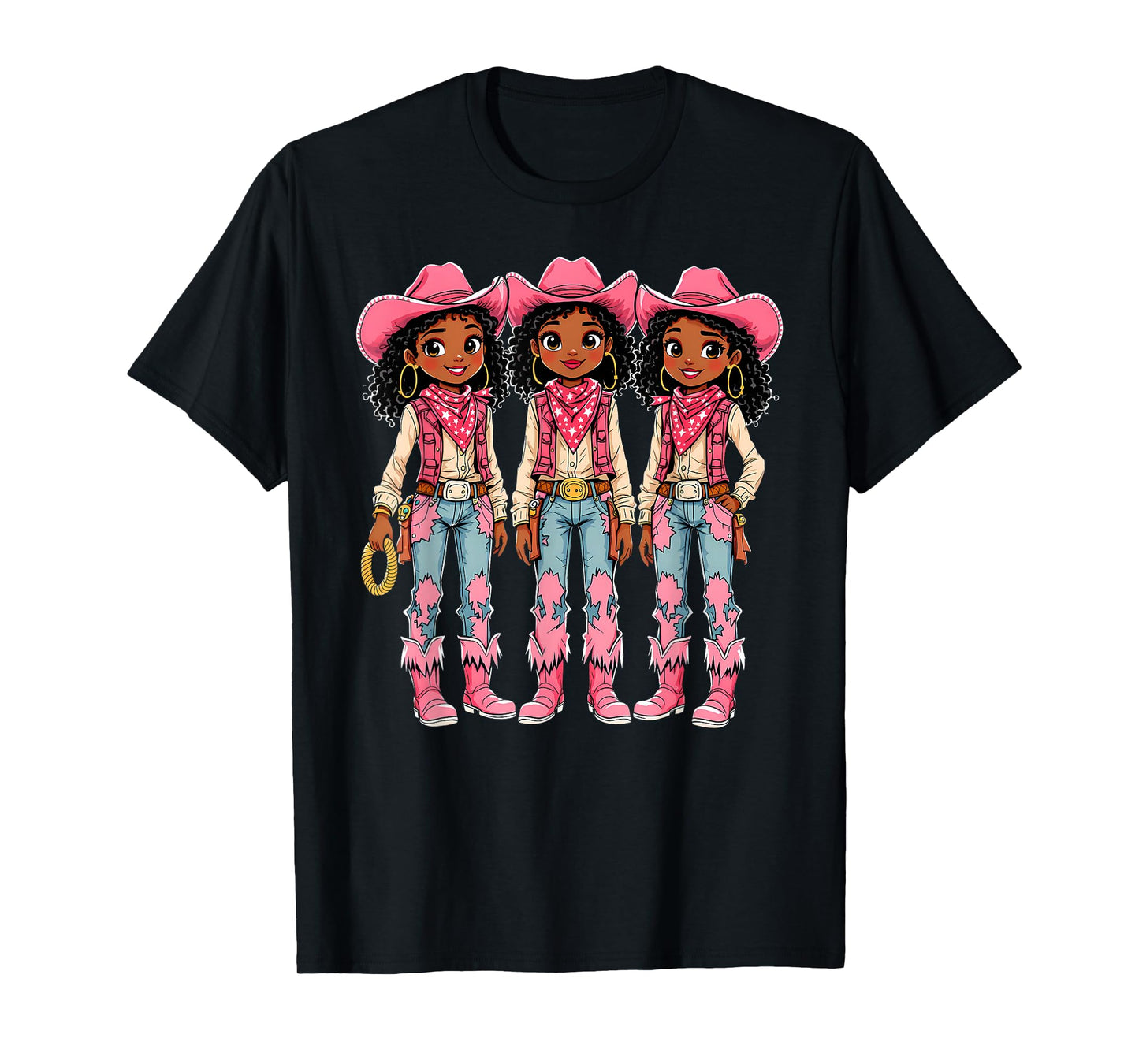 African American Black Cowgirl Girls Western Rodeo Melanin T-Shirt