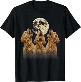 Golden Doodle Goldendoodle Dog Howling Moon T-Shirt