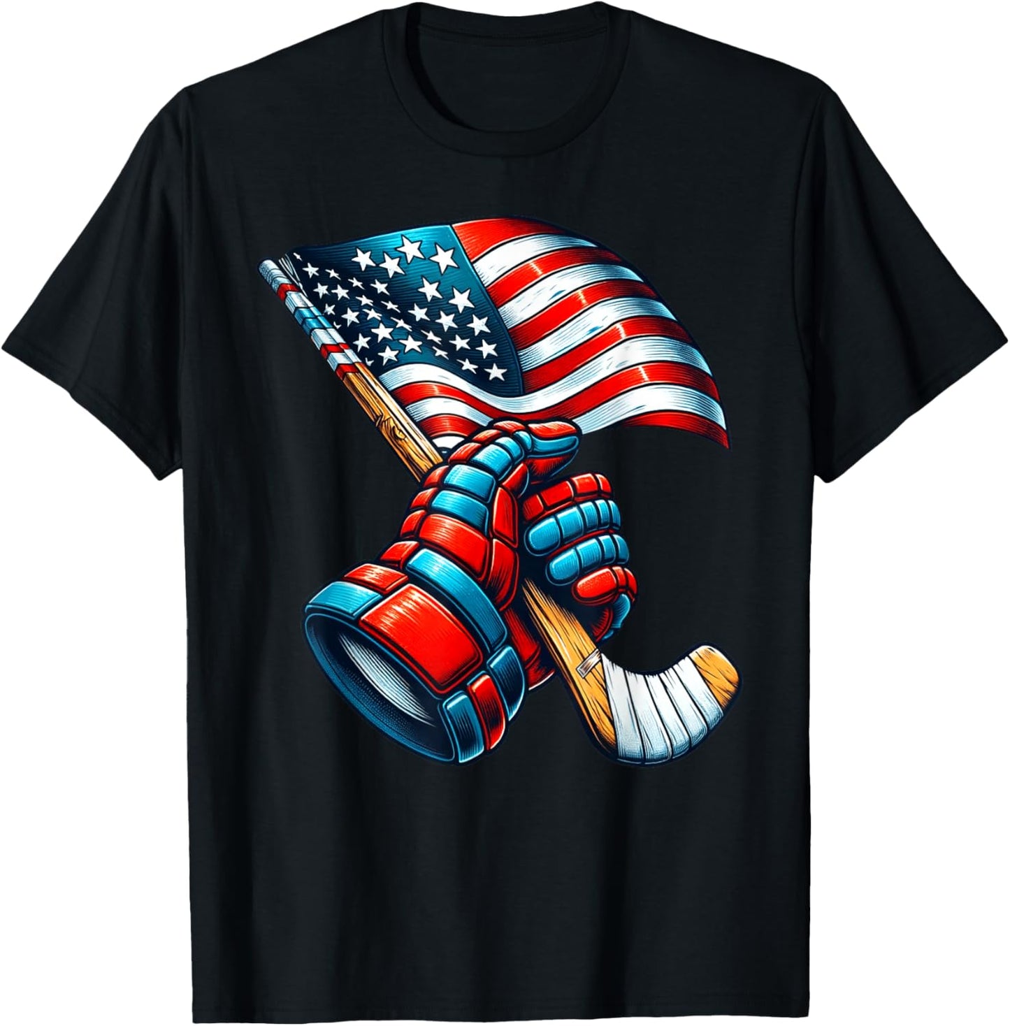 Patriotic Ice Hockey 4th of July USA Independence Day T-Shirt