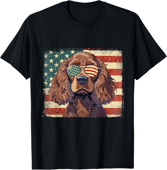 Patriotic American Cocker Spaniel Dog Usa Flag 4th Of July T-shirt