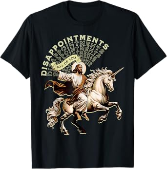 Retro Disappointed Jesus Christian Riding Unicorn Women Men T-Shirt