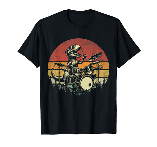 Funny Retro Trex Drummer Rock Drummer T-rex Playing Drums T-Shirt
