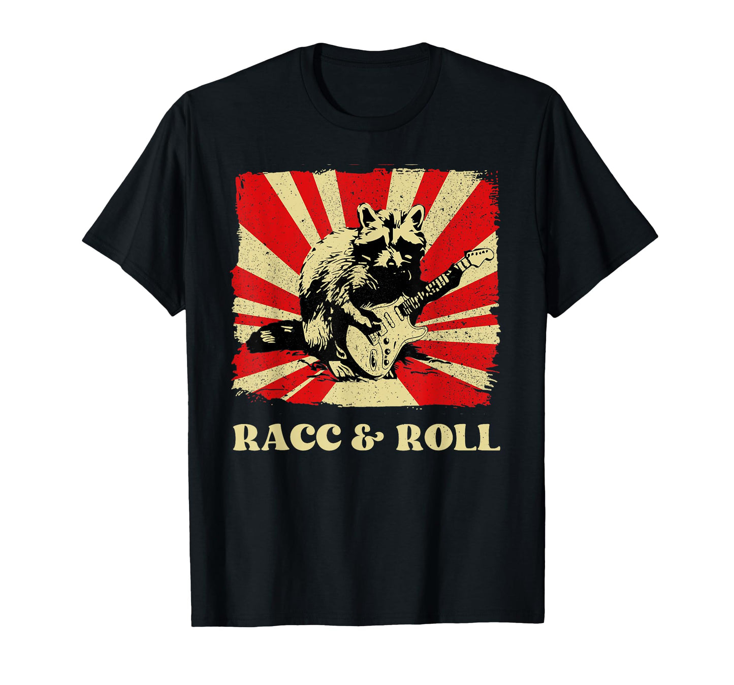 Funny Raccoon Playing Banjo Guitar Racc and Roll Cute Racoon T-Shirt
