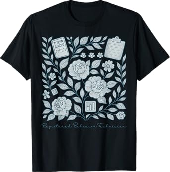 Retro Floral Registered Behavior Technician RBT Therapist T-Shirt