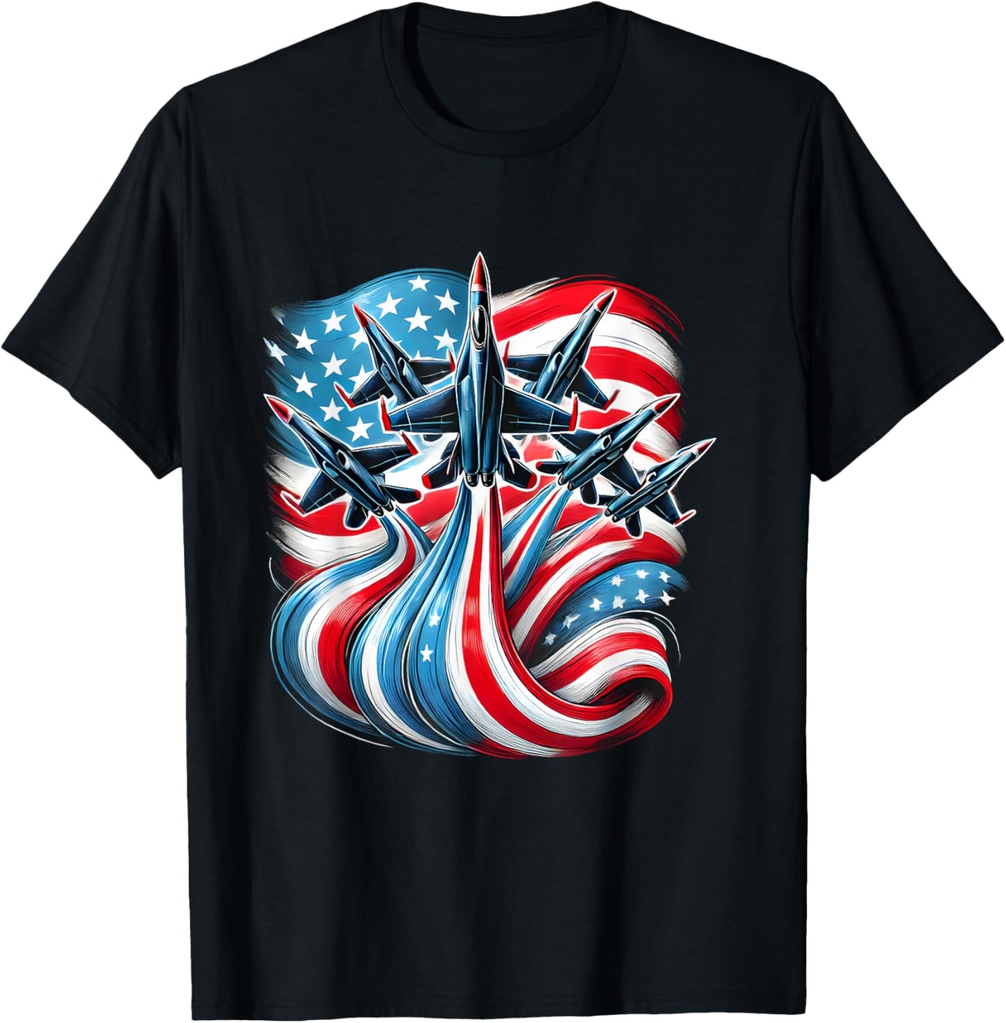 Patriotic Usa Flag Fighter Jets Boys 4th Of July T-shirt