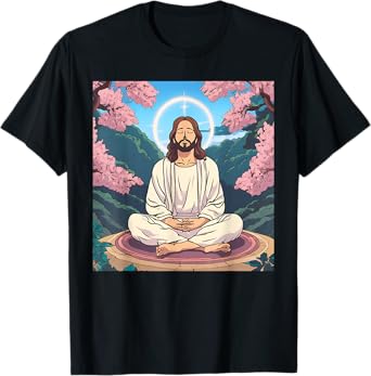 Jesus Meditating As A Buddhist Monk Meditation Anime T-Shirt