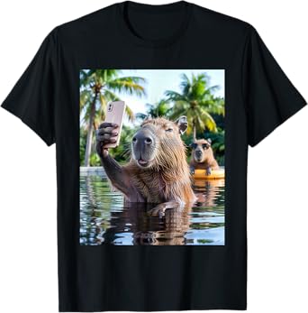 Cool Capybara Selfie In Pool T-Shirt