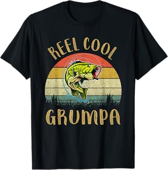 Vintage Reel Cool Grumpa Fish Fishing Fathers Day T-Shirt