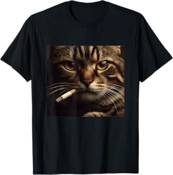 Cigarette Cat Meme Smoking Kitty Gen Z Aesthetic Picture T-Shirt