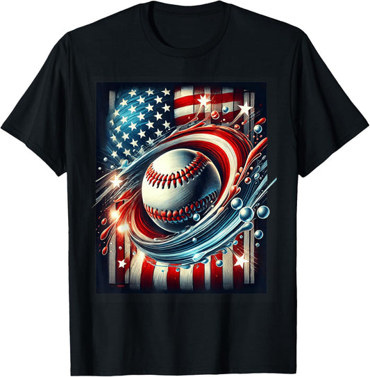 Baseball 4th Of July Men USA American Flag Patriotic Men T-Shirt