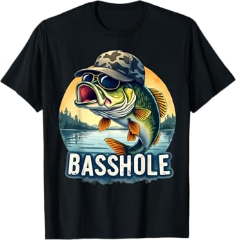 Basshole Funny Bass Fishing Dad T-Shirt