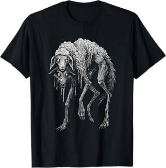Creepy Wolf Sheep Horror Scary Folklore Goth Alt Aesthetic T-Shirt