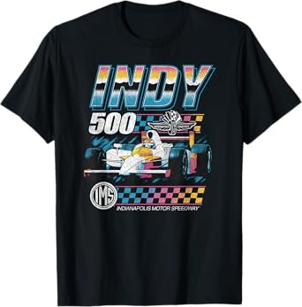Indy 500 Indianapolis Motor Speedway Distressed Chrome Neon T-Shirt