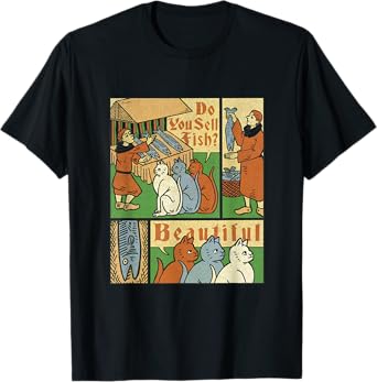 Medieval Cats Asking For Fish T-Shirt