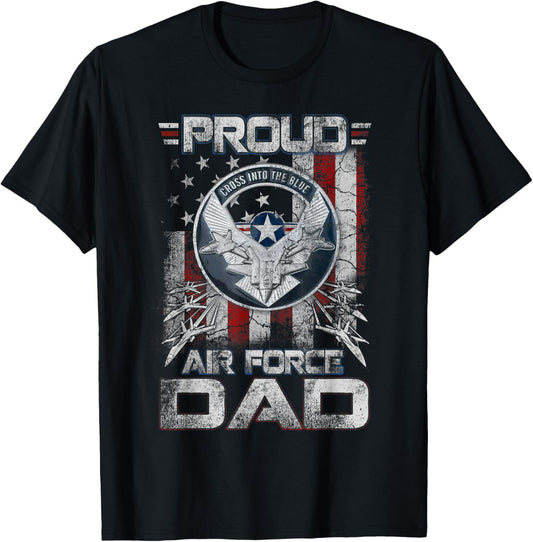 Mens Proud Air Force Dad Shirt Military Family Fathers Day T-Shirt
