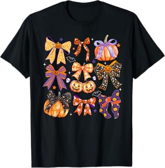 Coquette Bow Pumpkin Halloween Coquette Bow Girl Women Kid T-Shirt
