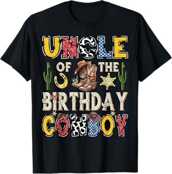 Uncle Of The Birthday CowBoy Rodeo Uncle Western T-Shirt