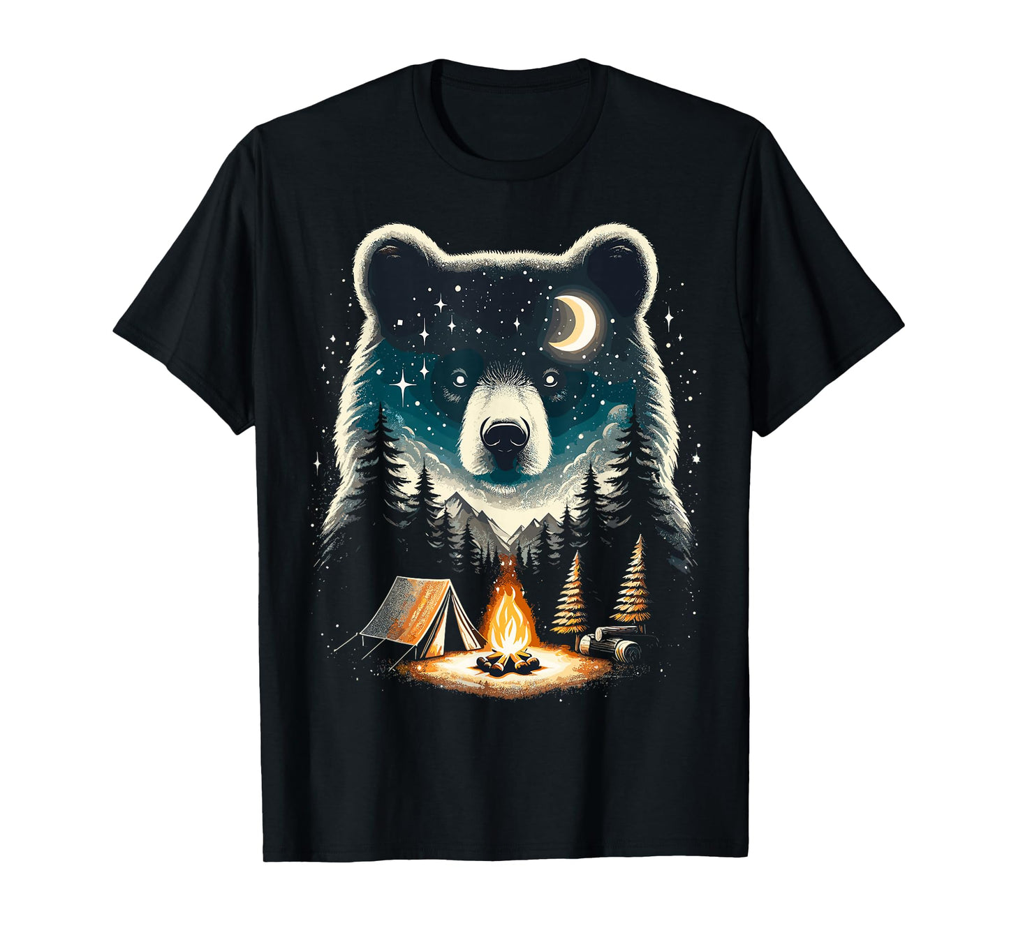 Retro Camping Bear Forest Nature Wildlife T-Shirt