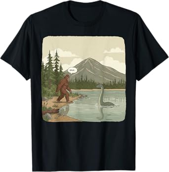 Bigfoot Sasquatch Loch Ness Monster Bruh Funny Gifts Graphic T-Shirt