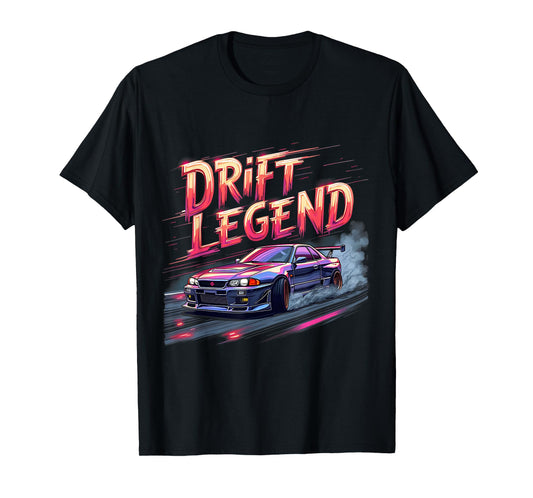 Drift Legend Retro JDM Racer Neon Car Motorsport Design T-Shirt