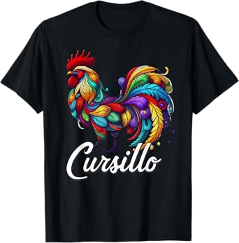DeColores Cursillo Rainbow Rooster Catholic T-Shirt