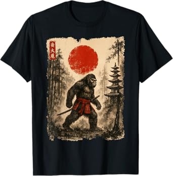 Samurai Bigfoot Japanese Vintage Sasquatch Ukiyo-e Funny T-Shirt