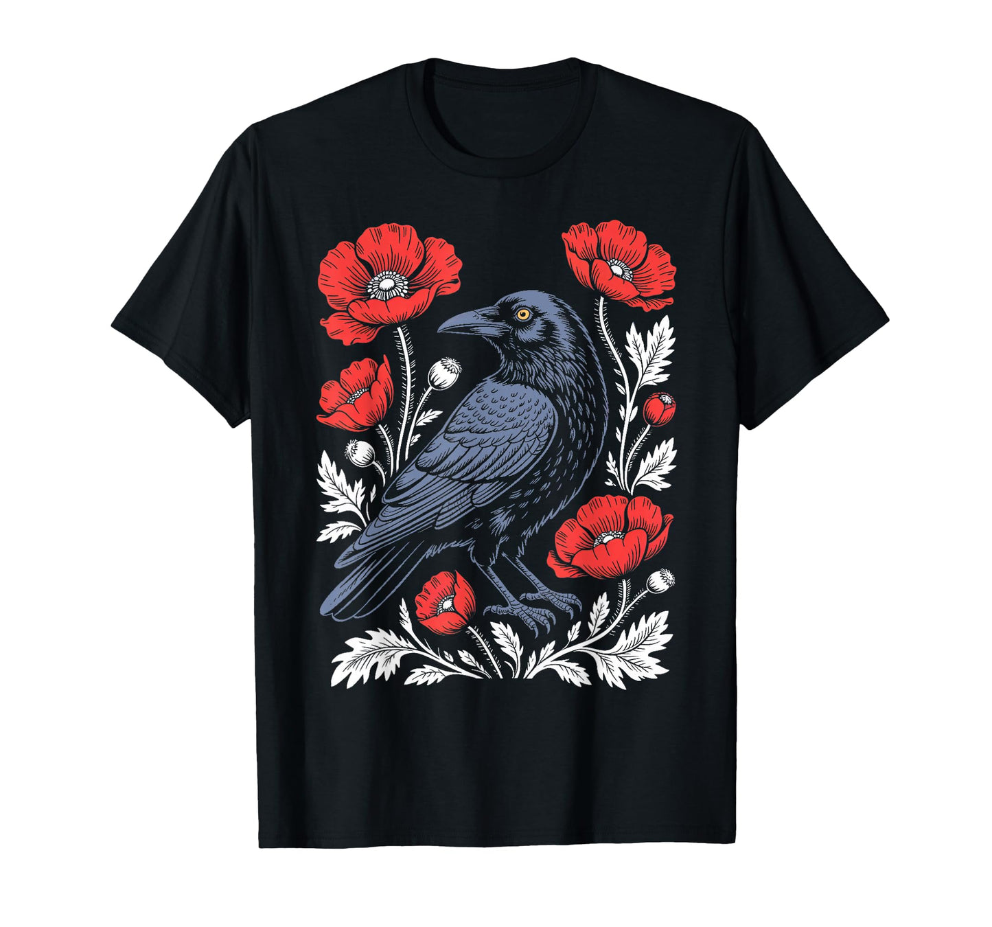 Crow Floral Flower Animal Gothic Birds Animal Funny Crow T-Shirt