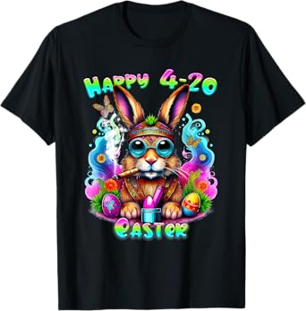 Happy 420 Easter Day Bunny Smoking Weed Marijuana Funny 420 T-Shirt
