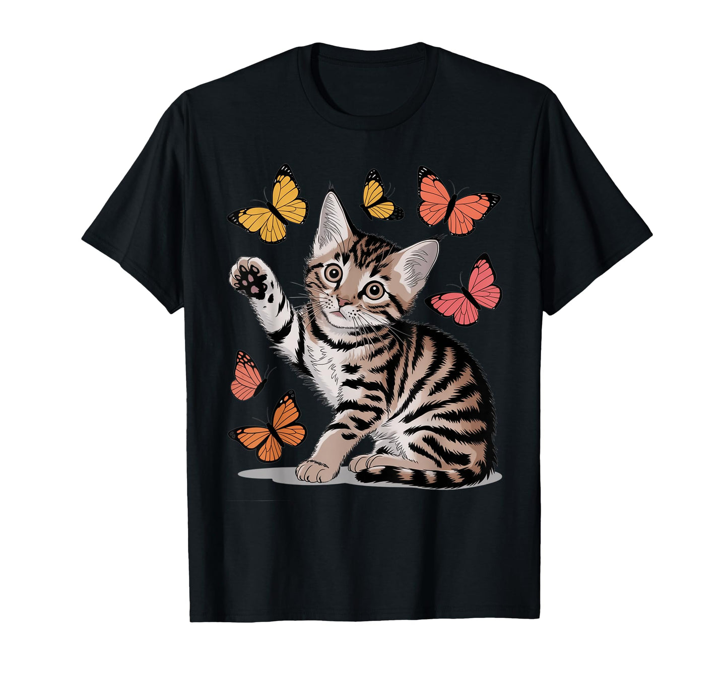 Playful Butterfly Kitten T-Shirt