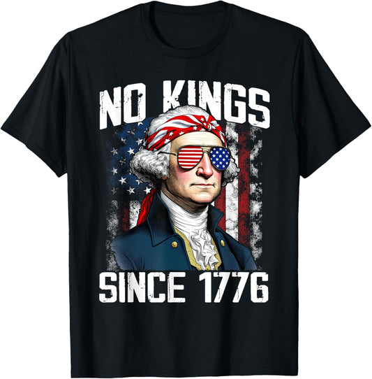 No Kings in America Since 1776 Distressed USA Flag Vintage T-Shirt
