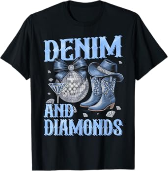 Denim and Diamonds Disco Cowgirl Diamonds With Denim T-Shirt