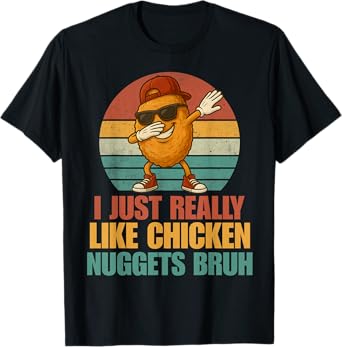 Funny Dabbing Chicken Nugget Bruh Boys Kids Retro Fast Food T-Shirt