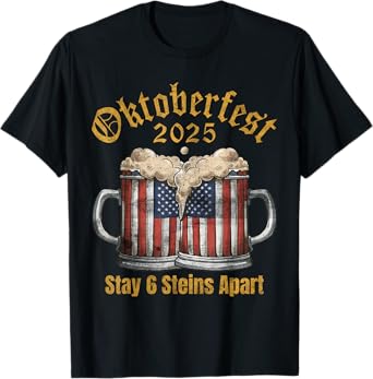 Oktoberfest 2025 6 Stein Apart Beer October Funny Drinking T-Shirt