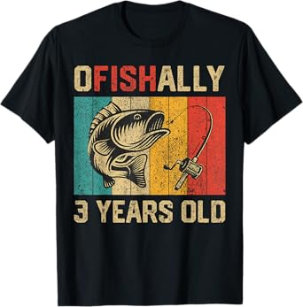 Ofishally 3 Years Old Funny Fishing Birthday Fisherman T-Shirt