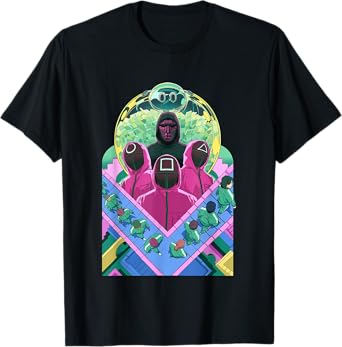 Squid Game 2 Retro Neon Characters Collage T-Shirt