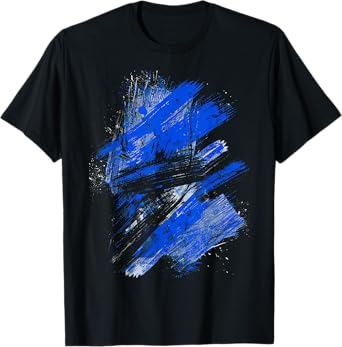 Blue And Black Artistic Splash Graphic T-Shirt