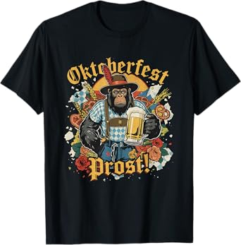 Oktoberfest Prost Gorilla German Beer Festival Design T-Shirt