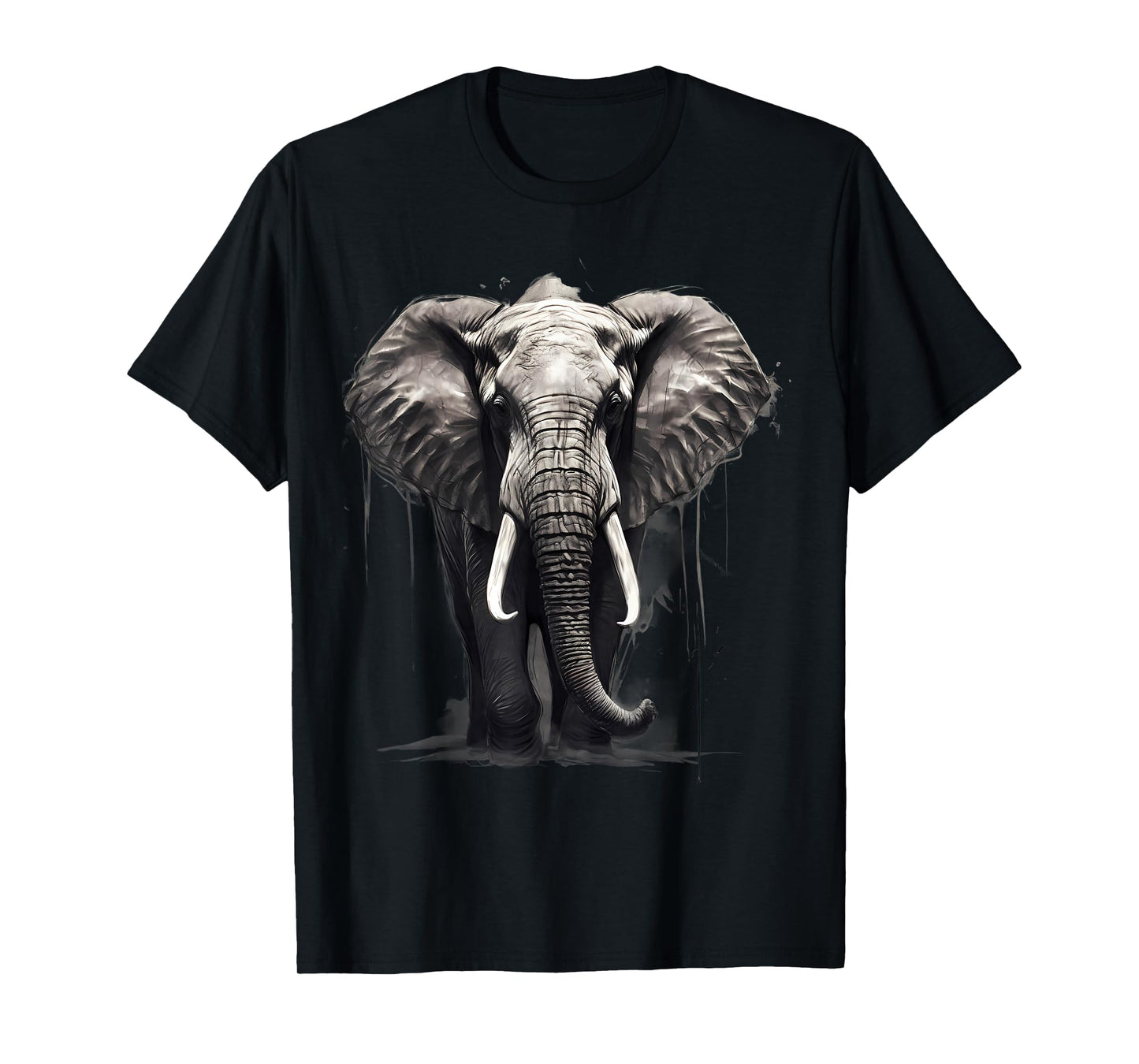Elephant Safari Animal Print Motif Drawing Artwork Wildlife T-Shirt