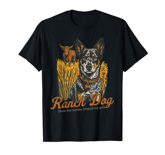 Ranch Herding Dog Cattle Farm Life Western Fall Country T-Shirt