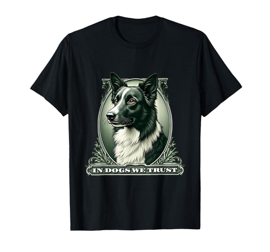 In Border Collie We Trust Funny Vintage Collie Dog T-Shirt