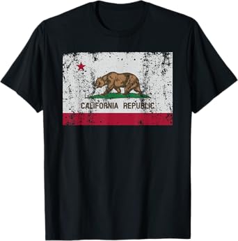 State of California Flag Vintage Distressed Retro Gift T-Shirt