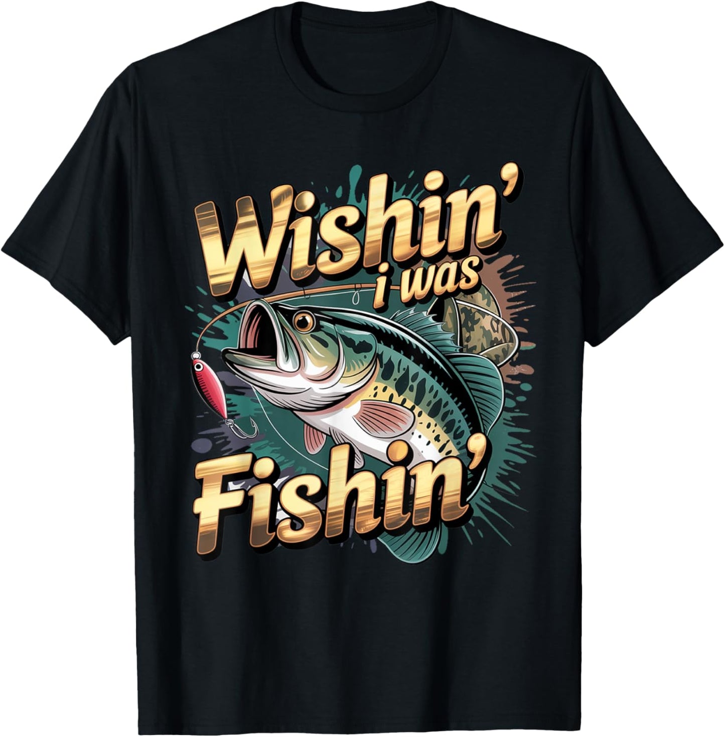 Wishing I Was Fishing - Fish Lover Fisherman Men Women Funny T-Shirt