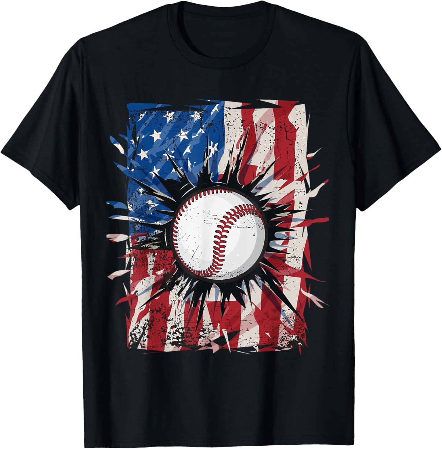 Patriotic Baseball 4th Of July Men USA American Flag Boys T-Shirt